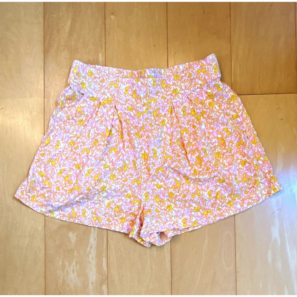 Volcom True To This Floral High Rise Shorts Womens XS Pink Yellow White